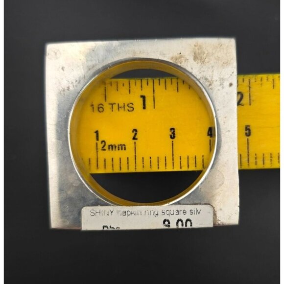 Shiny Square Silver Napkin Rings Set Of 9 Metallic Table Decor Square Shape - Picture 8 of 8